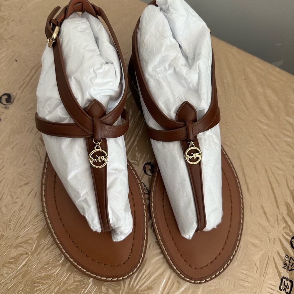 Coach brown Lydia Leather Women's Sandals